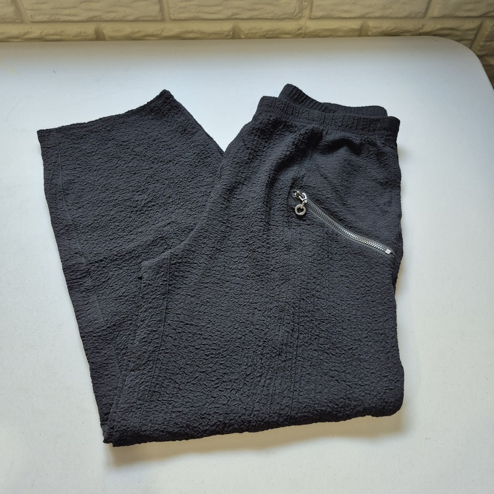 Ali Miles Pants Womens Small Black Pull On Crinkle‎ Zip Pockets Lagenlook Artsy